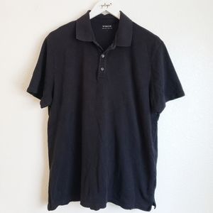 Vince Black Polo Short Sleeve Cotton Large